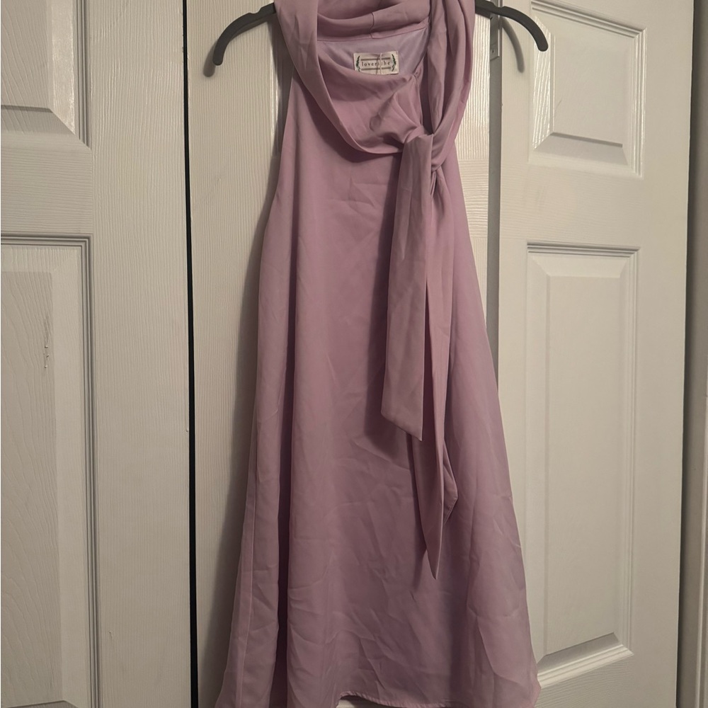 Love Riche Pink Asymmetrical Tie Front Sundress